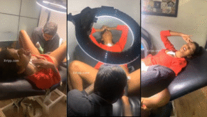 Cheating Whore Applying Tattoo On Her Pussy While BF Watching