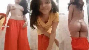 Hot Indian Teen Babe Undressing MMS Before Bath