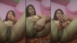 Beautiful Girl Taking a Carrot Inside Her Pussy